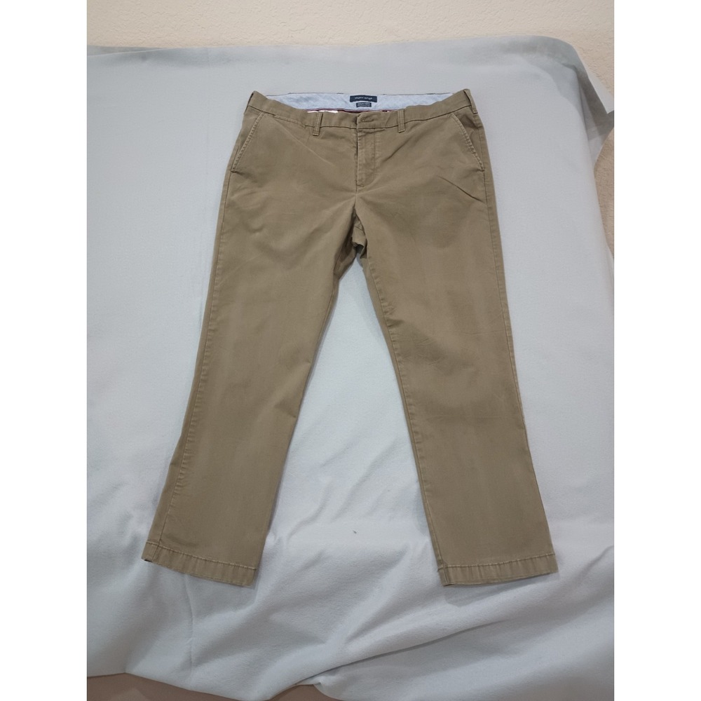 Tommy Hilfiger Mens Regular Fit Stretch Khaki Pants Beige 38x30